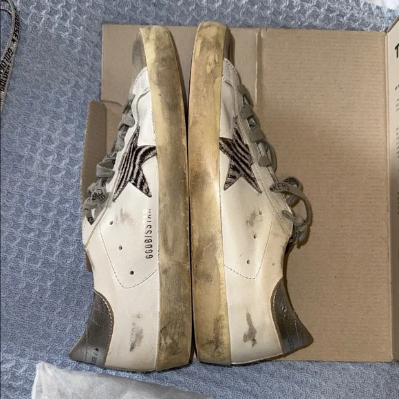 Golden Goose Cream and Tan Sneakers with Zebra Accent - Picture 4 of 4